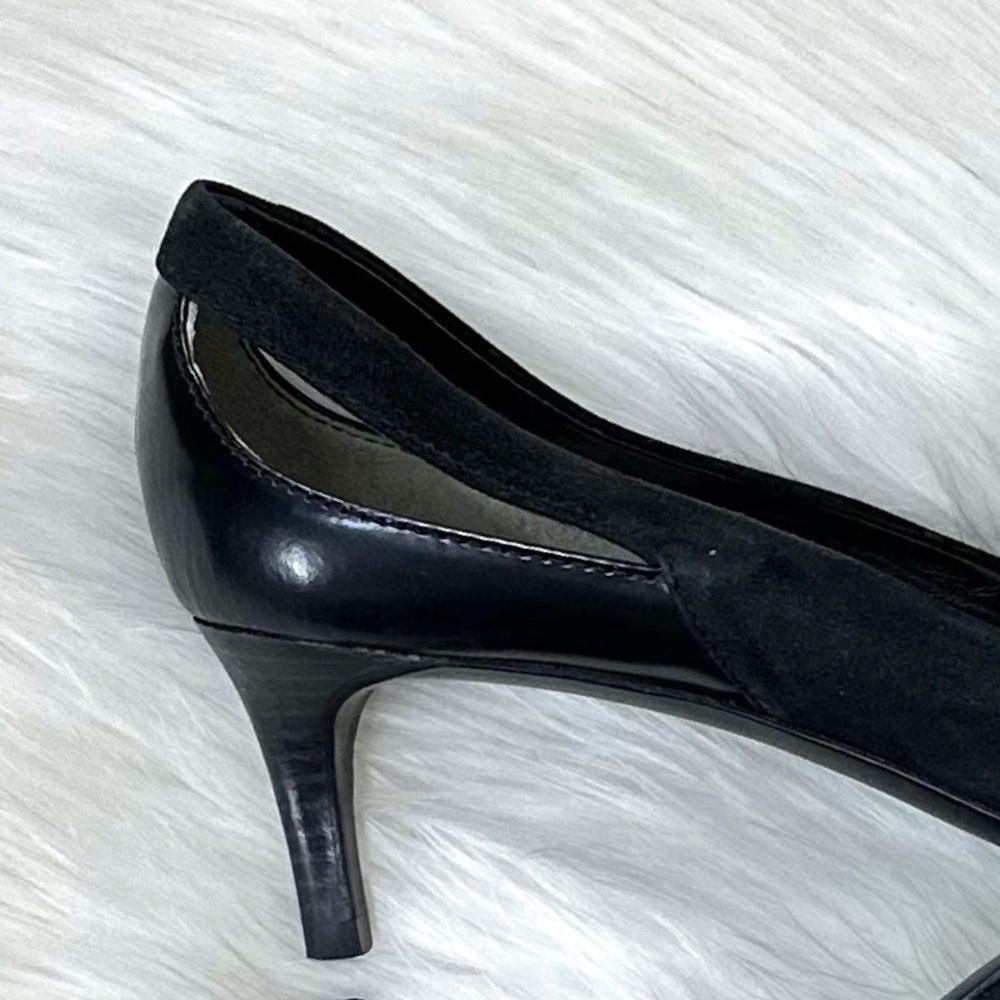 Tory Burch Saray Black Leather Suede Heels [S5411] - Picture 5 of 11